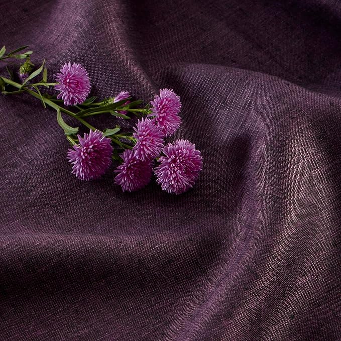 Solino Home Linen Tablecloth 60 x 132 Inch - 100% Pure Linen Grape Table Cloth for Rectangular Tables - Athena, Machine Washable Cloth Tablecloth for Valentines, Spring, Easter