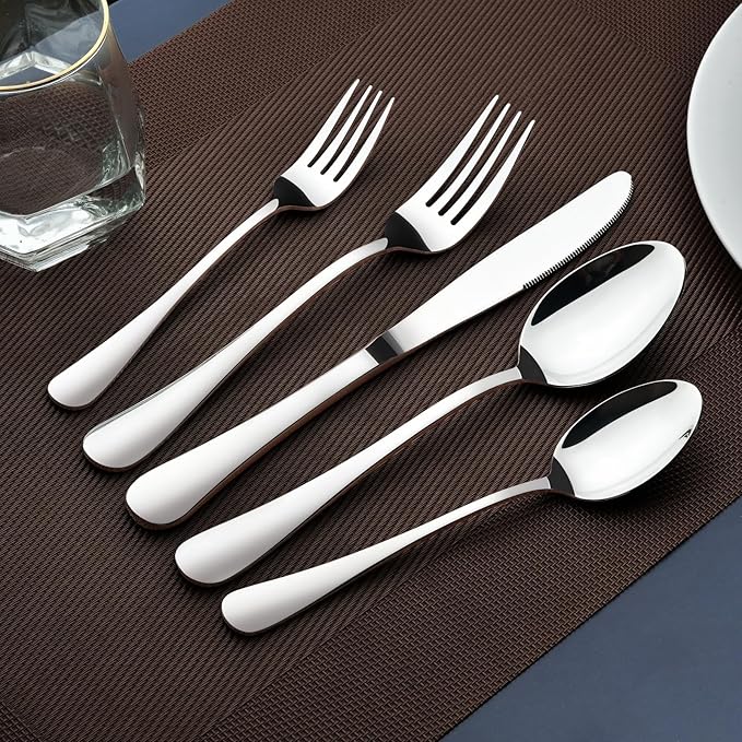 60 Piece Silverware Set for 12, Heavy Duty Stainless Steel Flatware Utensils Cutlery Set Including Steak Knife Fork and Spoon, Dishwasher Safe竊똆ift Package for Wedding Housewarming