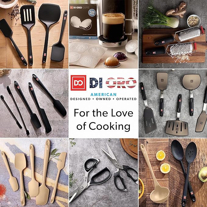 DI ORO Silicone Ladle ??Soup Ladle for Cooking & Serving Heat-Resistant - Large Kitchen Soup Ladle Nonstick Cookware Safe - Soup Serving Spoon with Wide Bowl - Silicone Utensil Dishwasher Safe (Clay)