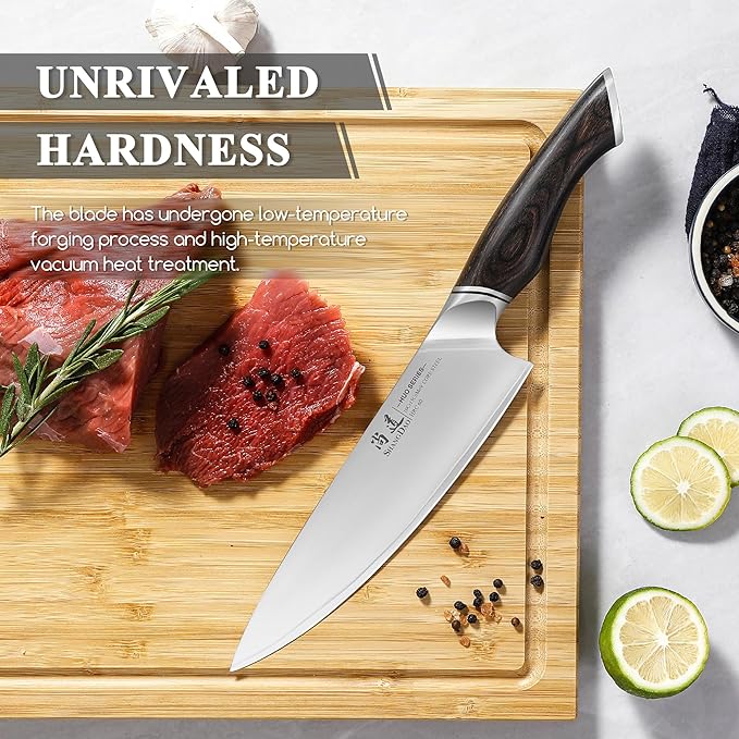 SHANGDAO Chef Knife 8 Inch, Professional Japanese Kitchen Knife ??3 Layers VG10 Alloy Steel, Pakkawood Handle, Gift Box - HUO Series