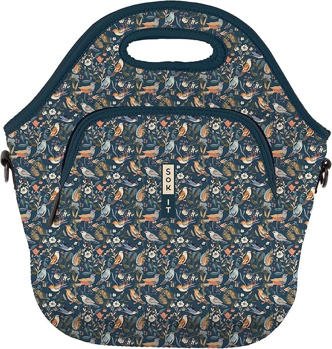 Sok It LunchTote Zippered Bag Insulated Neoprene Caddy (Early Birds, X-Large 6.5 Quart Lunch Tote)