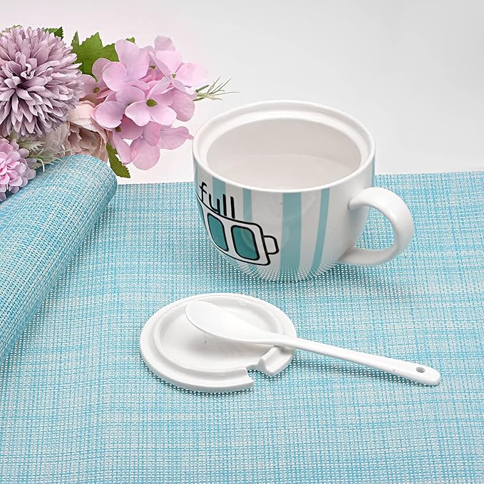 uxcell Place Mats, 450x300mm Table Mats Set of 2 PVC Washable Woven Placemat Blue