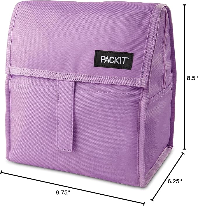 PackIt짰 Freezable Lunch Bag, Lavender, Built with ECOFREEZE짰 Technology, Foldable, Reusable, Zip and Velcro Closure with Buckle Handle, Designed for Work Lunches and Fresh Lunch On the Go