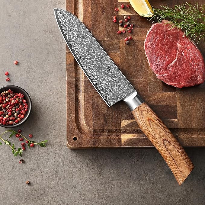 Wakoli EDIB Pro 2-Piece Damascus Kitchen Knife Set ??Santoku & Small Santoku with VG10 Core made of 67-Layer Damascus Steel Blades ??Professional Chef Knives with Ergonomic Pakkawood Handles