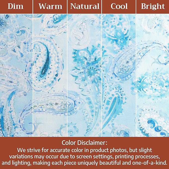 Maison d' Hermine Placemat 100% Combed Cotton Premium Set of 4 Decorative Washable Place Mats Table Cloth Placemat, Dining, Kitchen, Parties & Camping - Paisley Blues (13"x19")