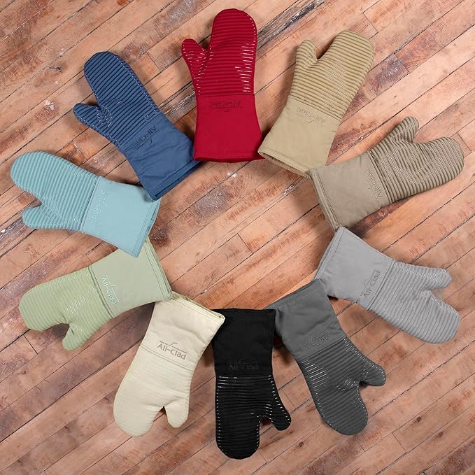 All-Clad Silicone Oven Mitt: Heat Resistant up to 500 Degrees - 100% Cotton & Silicone, 14"x7" Oven Mitt for Kitchen and Barbeque, 1-Pack, Rainfall