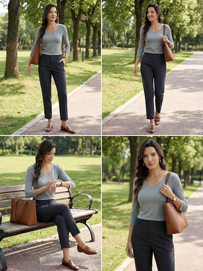 Women's 3/4 Sleeve Scoop Neck T-Shirt Cotton Blend Slim Fit Basic Tee Casual Spring Top 2026