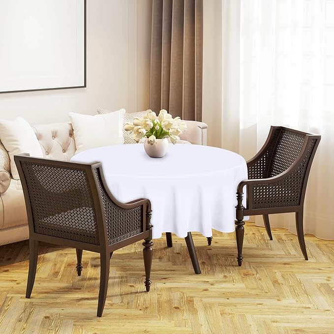 Utopia Kitchen Round Table Cloth 2 Pack(70 Inches, White), Tablecloth Machine Washable, Polyester Table Cover for Dining, Buffet Parties, Picnics, Events, Weddings and Restaurants