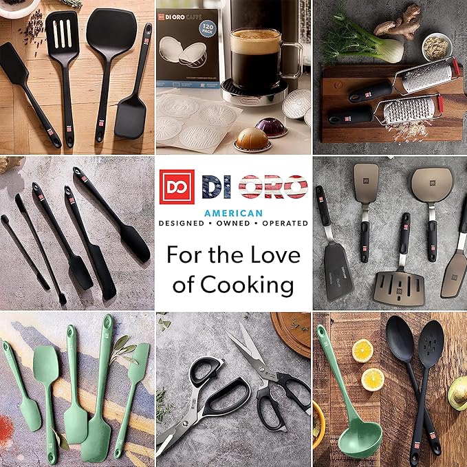 DI ORO Spatulas for Kitchen Use - Forever Warranty - 600째F Heat-Resistant Silicone - Turner Spatula Set for Cooking - BPA Free Wide Pancake Spatulas - Egg Flippers for Nonstick Cookware Safe (3pc)