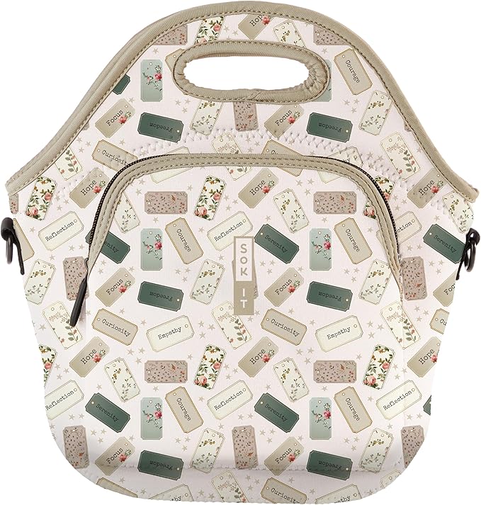 Sok It LunchTote Zippered Bag Insulated Neoprene Caddy (Daily Intentions, X-Large 6.5 Quart Lunch Tote)