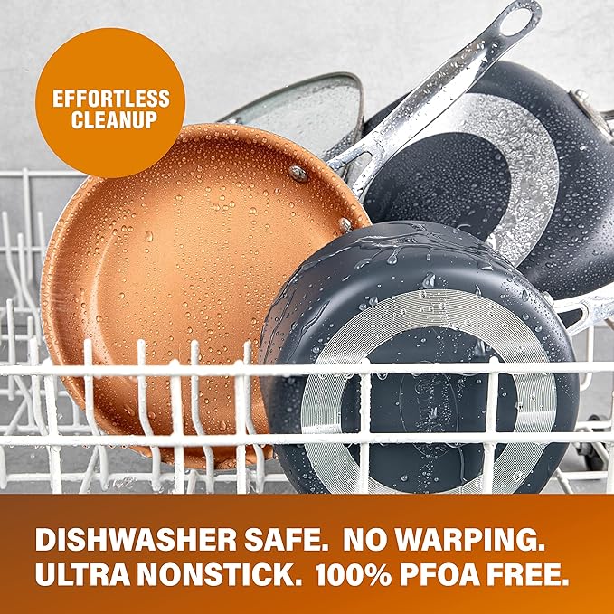 Gotham Steel 10 Piece Pots and Pans Set with Ultra Nonstick Diamond Surface, Includes Frying Pans, Stock Pots, Saucepans & More, Stay Cool Handles, Oven Metal Utensil & Dishwasher Safe, 100% PFOA Free