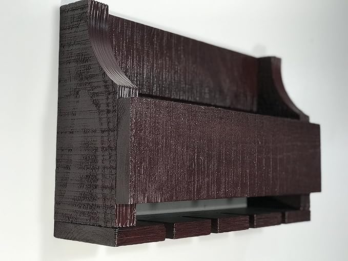 Barnwood Wall Mount Wine Rack Holds 4 Wines and 4 Long Stem Glass Rustic Reclaimed Wood (Aged Barn Red)