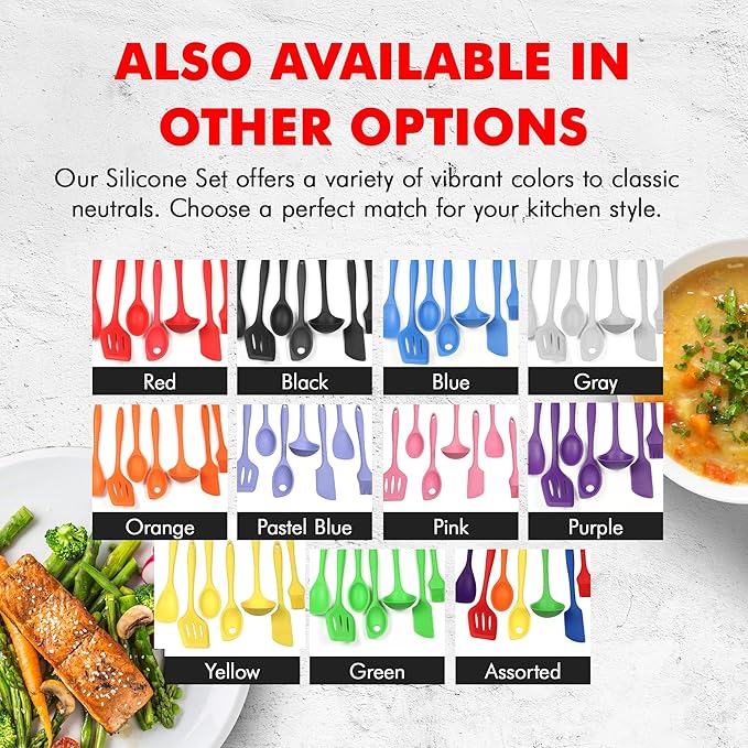 Chef Craft - Premium Silicone Kitchen Tools and Utensils Set, Non-Scratch, Withstands Temperatures up to 450째F, BPA-Free, 7 Piece Cooking Utensils Set, Pink