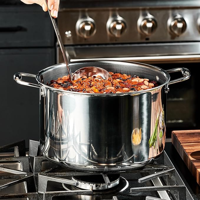 HexClad Hybrid Nonstick 10-Quart Stockpot with Tempered Glass Lid, Stay-Cool Handles, Dishwasher-Friendly, Oven-Safe Up to 900째F, Induction Ready, Compatible with All Cooktops