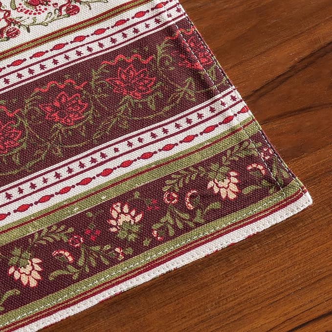 Maison d' Hermine Placemats Set of 4 100% Cotton Washable Cloth Place Mats, Reusable Table Mats for Thanksgiving Christmas Decorations Kitchen Dining Party Wedding (Reveillon Au Jardin, 13" x 19")