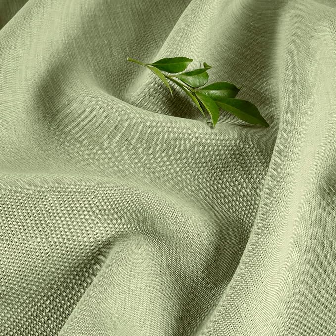 Solino Home Linen Tablecloth 60 x 144 Inch - 100% Pure Linen Chambray Olive Table Cloth for Rectangular Tables - Athena, Machine Washable Cloth Tablecloth for Christmas