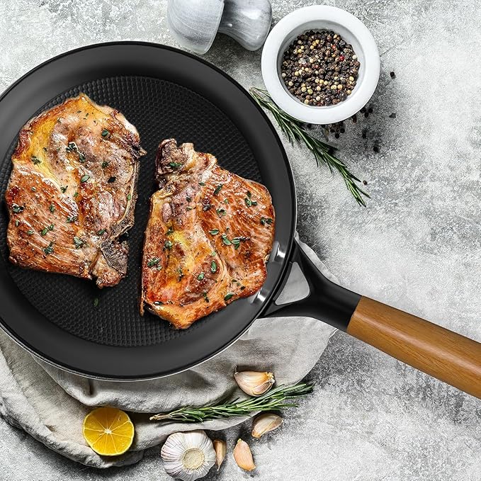 10" Cast Iron Skillets, Nonstick Frying Pans with Detachable Handle, Oven & Dishwasher Safe, Works with All Gas, Electric and Induction Stoves