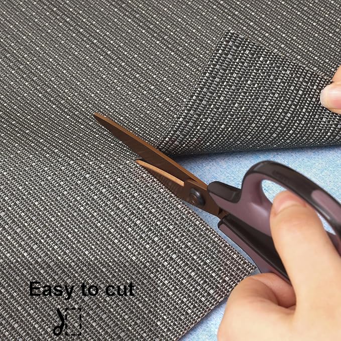 Myir JUN Placemats Set of 8, Vinyl Woven Placemats Place Mats Indoor Set of 8 Washable Table Mats Non-Slip Place mats for Dining Table (Dark Gray, Set of 8)