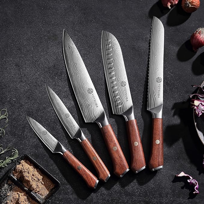 YOTSUBA 5PCS Kitchen Knives Set,Kitchen Knife Set,German High Carbon Stainless Steel Ultra Chef Knife Sets with Ergonomic Handle for Chopping Vegetable and Cooking