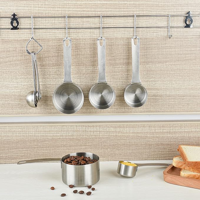 Smithcraft Measuring Cups Set 5, 18/8 (304) Stainless Steel Measuring Cups Set for Baking & Kitchen, Dry & Liquid Metric & US Measure Cup with 1/8 Cup & 1/3 Cups