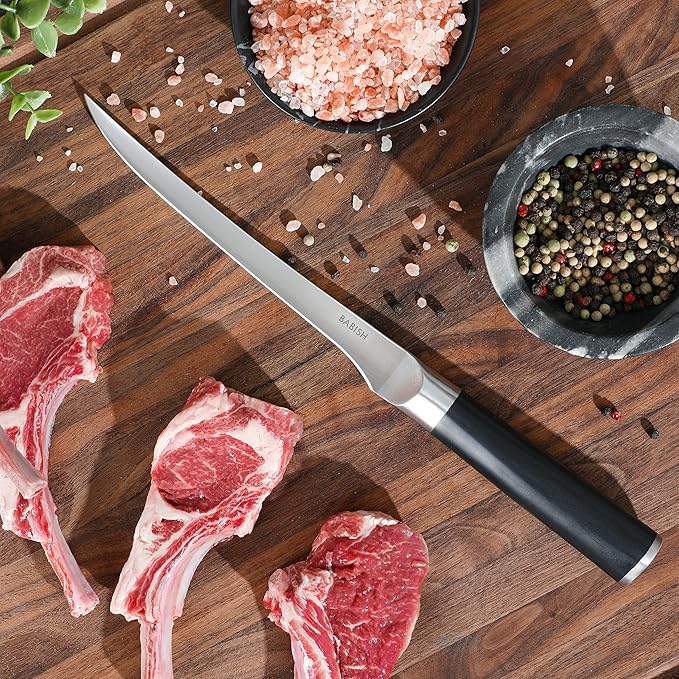 Babish 8-Inch Boning Knife ??High-Carbon 1.4116 German Steel Kitchen Knife ??Professional Cutlery for Precise Meat and Fish Deboning