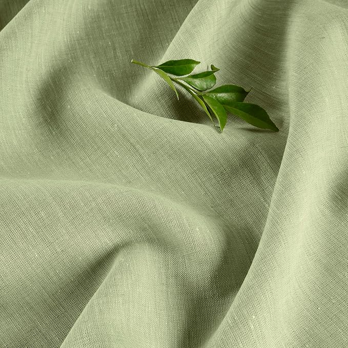 Solino Home Linen Tablecloth 60 x 120 Inch - 100% Pure Linen Chambray Olive Table Cloth for Rectangle Tables - Athena, Machine Washable Tablecloth for Christmas, New Year