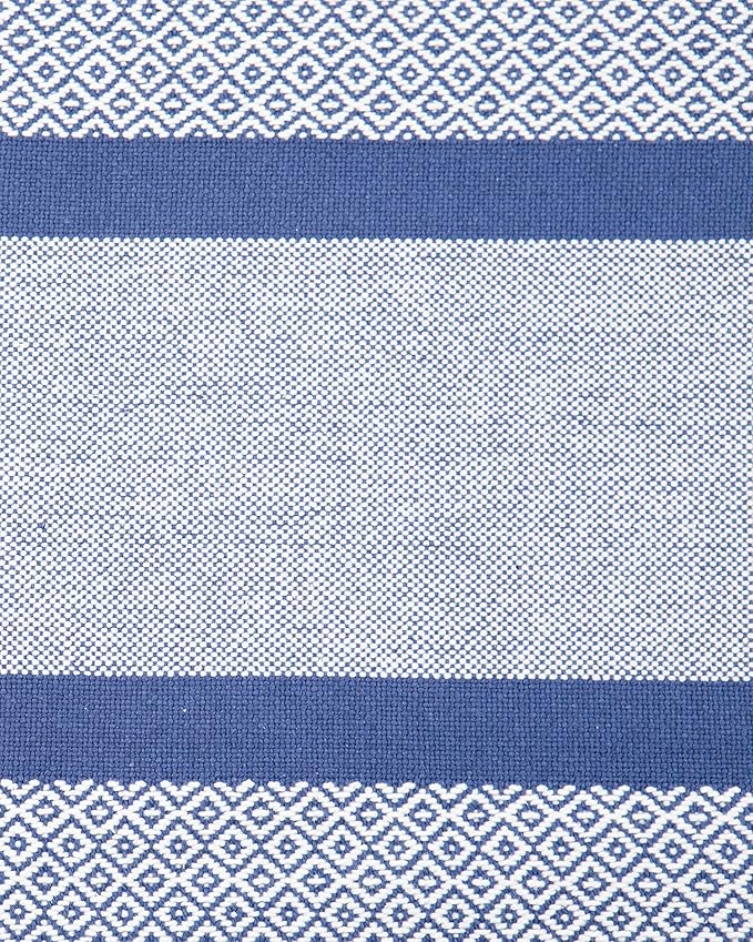 Sticky Toffee Cotton Placemats Set of 4 ??Blue Woven 14x19 in Table Mats for Kitchen or Dining Table, Boho Style, Washable Cloth Placemats