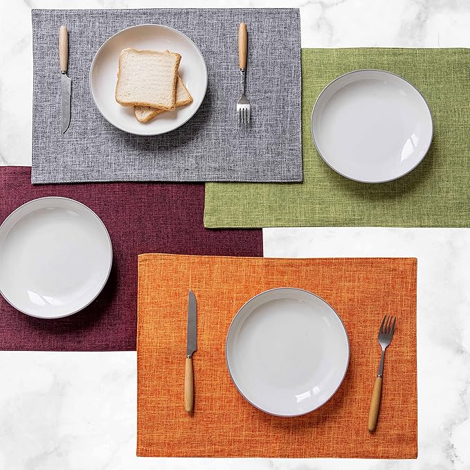 Home Brilliant Green Placemat Set of 6 Washable Place Mats Placemats Heat Resistant Table Mats for Wooden Table Dinner Decor, Lime Green