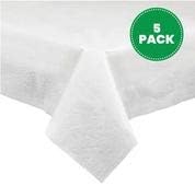 Disposable 3 Ply Paper & Plastic Tablecloth Absorbent, Waterproof, White Table Cover for Rectangle Tables fits 6-8 Foot Tables Size: 54'' X 108'' Pack of 5