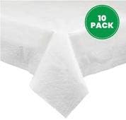 Disposable 3 Ply Paper & Plastic Tablecloth Absorbent, Waterproof, White Table Cover for Rectangle Tables fits 6-8 Foot Tables Size: 54'' X 108'' Pack of 10