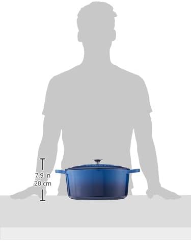 Crock Pot Artisan 7-Quart Oval Enameled Cast Iron Dutch Oven ??Sapphire Blue, Heavy-Duty Cookware for Slow Cooking, Roasting, Baking with Lid