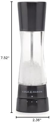 COLE & MASON Derwent Salt Grinder - Gunmetal Mill Includes Gourmet Precision Mechanism and Premium Sea Salt