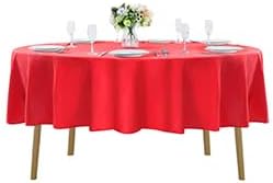 Cupuamon 60 inch Round Tablecloth Washable Polyester Table Cloth Decorative Table Cover for Wedding Party Dining Banquet（60 inch,Red）