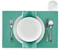 MY DRAP Washable and Reusable Cloth Placemat - 17.7 x 12.6 in (12 Per Roll, Cotton Aquamarine)