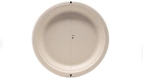 EDI Plant Fiber Disposable Plates - 7 Inch, Compostable, Eco-Friendly, Chemical-Free, Heavy-Duty, Temperature Resistant, 100 Count