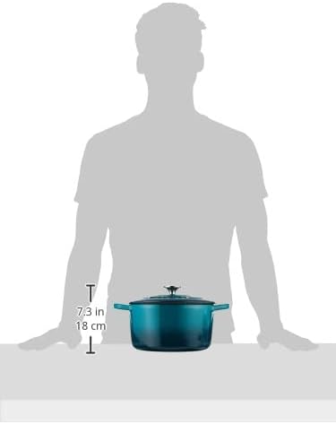 Crock-Pot Artisan 5-Quart Round Enameled Cast Iron Dutch Oven ??Teal Ombre, Durable Heavy-Duty Cookware for Slow Cooking, Roasting, Baking with Lid