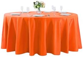 Cupuamon 108 inch Round Tablecloth Washable Polyester Table Cloth Decorative Table Cover for Wedding Party Dining Banquet（108 inch,Orange）