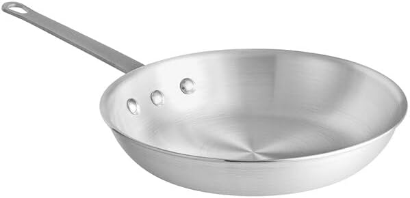 10 Inch Aluminum Fry Pan, Silver, NSF Listed, Traditional Handle, Round Shape, Satin Finish, 6 Per Case