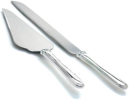 Weddingstar Cake Knife and Serving Set - Silver Plated with Elegant Crystals