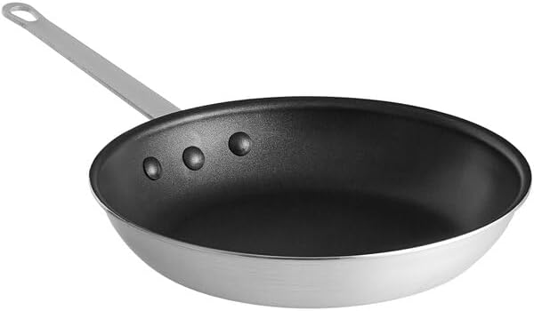 10-Inch Aluminum Non-Stick Fry Pan Set, Round, Silver and Black, Riveted Handle, Satin Finish, NSF Listed, 6 per Case