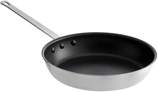 12-Inch Aluminum Non-Stick Fry Pan, Round, Silver, Riveted Handle, 10 Gauge, Satin Finish, NSF Listed, Entry Level