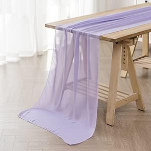 flohar 12Pack 9ft Chiffon Table Runner 14x108 Inch Sheer Romantic Table Runner for Wedding Birthday Party Bridal Shower Outdoor Decoration-Lavender