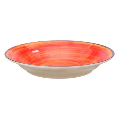 Carlisle FoodService Products Mingle Resuable Plastic Bowl Rimmed Soup Bowl with Pottery Style for Home and Restaurant, Melamine, 28.5 Ounces, Fireball, (Pack of 6)