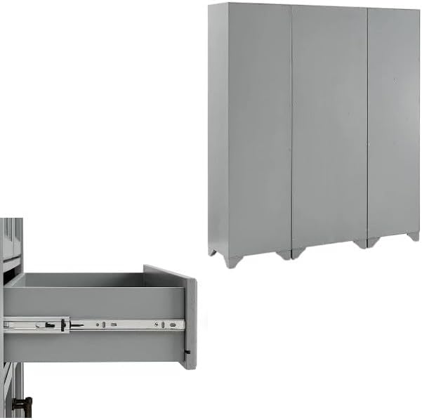 3-Piece Kitchen Storage Cabinet Set, Tall Pantry with Shelves and Drawers, Modern Farmhouse Style, (Distressed Gray)