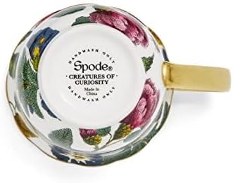 Spode Creatures of Curiosity 12oz Fine China Mug, White Floral Pattern - Porcelain Tea & Coffee Cup with 22ct Gold Handle and Rim - Elegant Vintage Inspired Drinkware, Boxed for Gifting