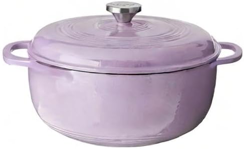 Lodge 6 Quart Enameled Cast Iron Dutch Oven with Lid ??Dual Handles ??Oven Safe up to 500째 F or on Stovetop - Use to Marinate, Cook, Bake, Refrigerate and Serve ??Lilac