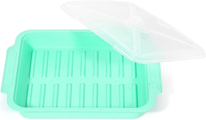 MMUGOOLER Microwave Easy Bacon Maker/Cooker with Lid, Safety, Quick and with No Mess, 11.3??L x 9.0" W x 2.4" H- Blue