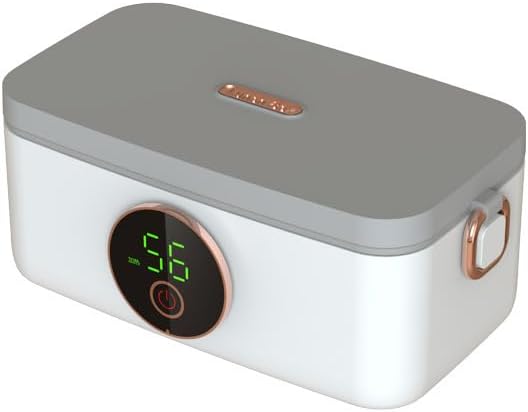 BOKASM Portable Cordless Electric Heated Lunch Box for Adults,Heating Food Warmer Lunch Box,Rechargeable 16000mAh Battery,4.2Cups Capacity Inner Container,Lunchbox for Travel,Outdoor,Picnic,Office