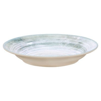 Carlisle FoodService Products Mingle Resuable Plastic Bowl Rimmed Soup Bowl with Pottery Style for Home and Restaurant, Melamine, 28.5 Ounces, Smoke, (Pack of 6)