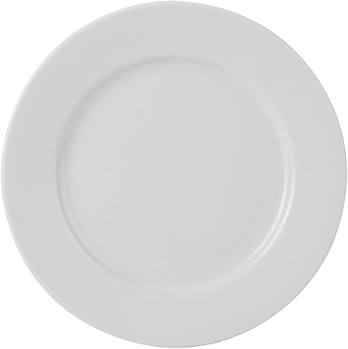 Tuxton China ALA-090 Plate, 9" Diameter, Round, Wide Rim, Rolled Edge, Microwave and Dishwasher Safe, Oven Proof, Fully Vitrified, TuxCare, Healthcare, Alaska, Porcelain White, Pack of 24